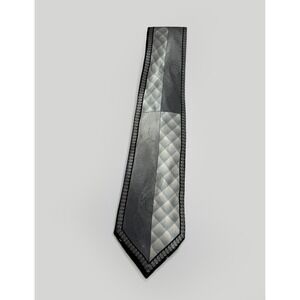 Murano Italia Silk Necktie Gray Black Italian Luxury Classic Formal Mens Tie